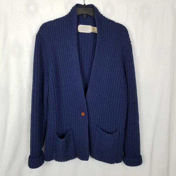 Vintage | Susan Bristol 100% Wool Cardigan Ribbed Knit Blue - Picture 16 of 16